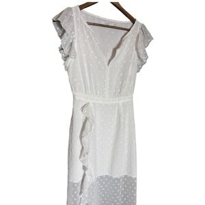 Ali Jay LA S Ruffle Slit Embroidered Flowers Boho Chic Fairy Flutter Angelcore